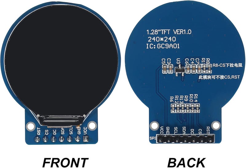 AiTrip 2PCS 1.28 Inch 1.28'' TFT LCD Display Module Round RGB 240 * 240 GC9A01 Driver 4 Wire SPI Interface 240x240 PCB for Arduino/Raspberry Pi/Nano/STM32 - Image 2
